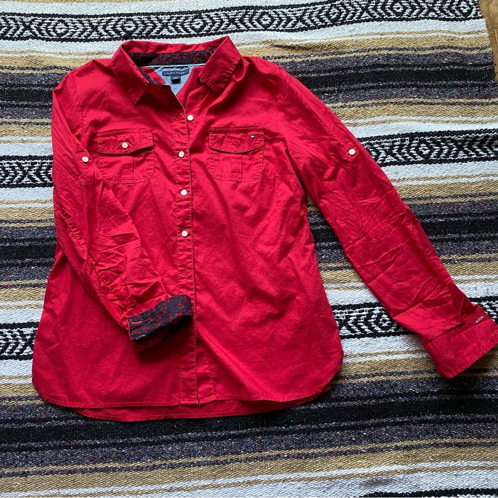Tommy Hilfiger Roll Tab Sleeve Western Pocket Button Down Shirt